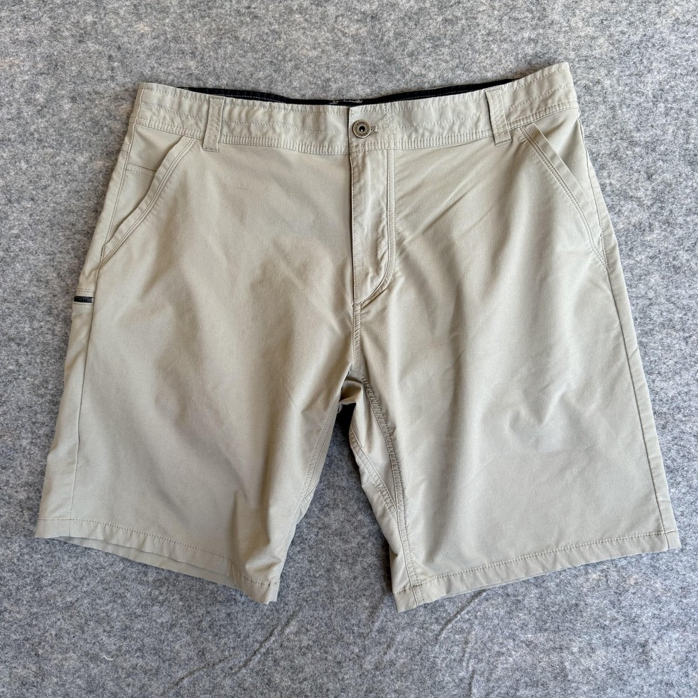 Kuhl Shift Amphibia Shorts Mens 38 Beige Stretch Hybrid Hiking Swim 9in‎ Inseam